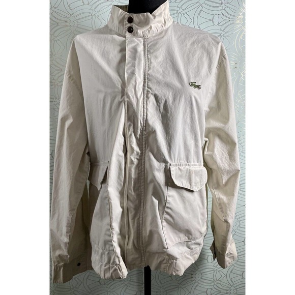 Lacoste Other - Vtg IZOD Lacoste Jacket Light Khaki Beige Mens Large 1980s Lightweight Zip Up